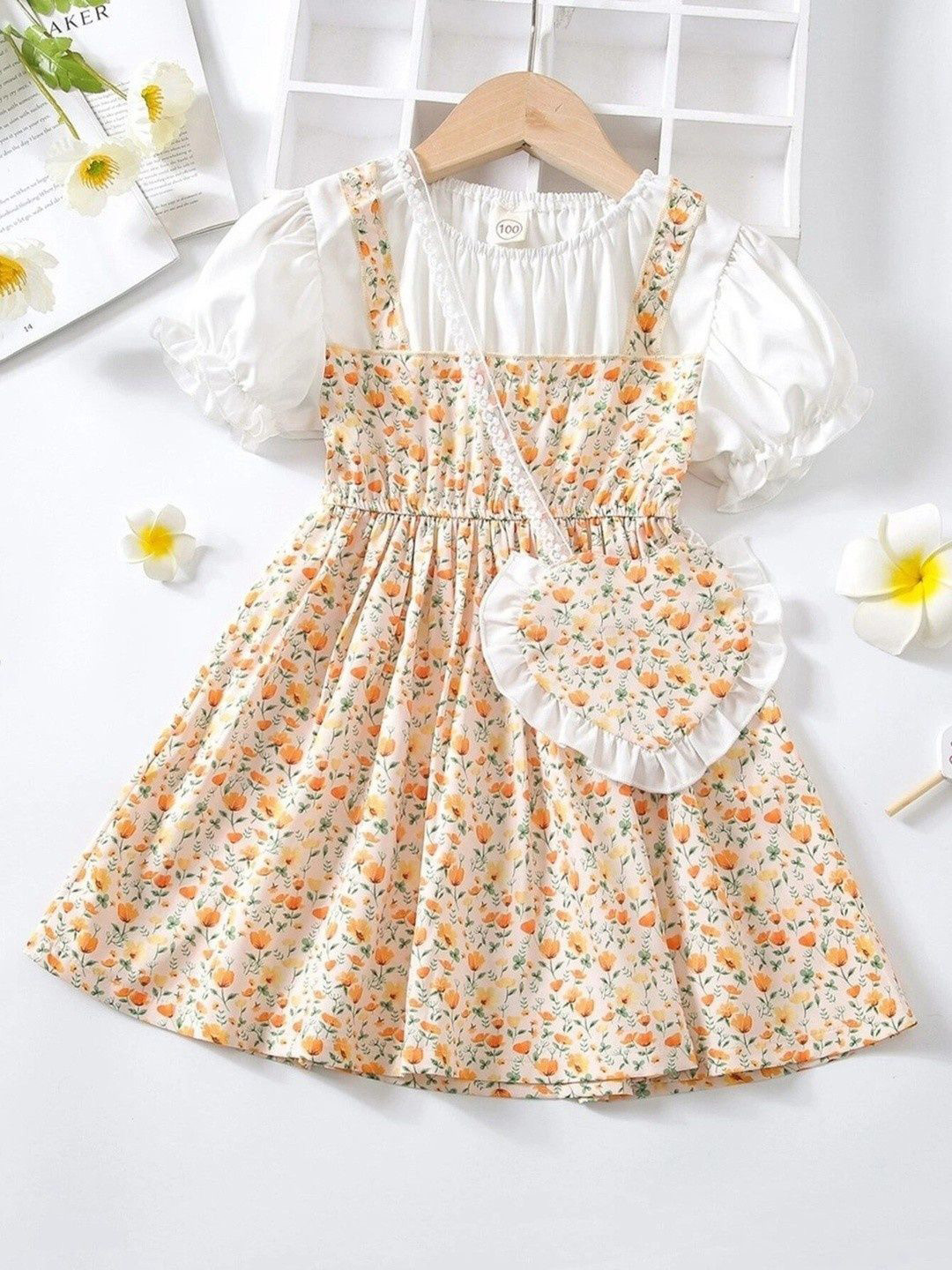 

Miss & Chief Floral Print A-Line Dress, Yellow