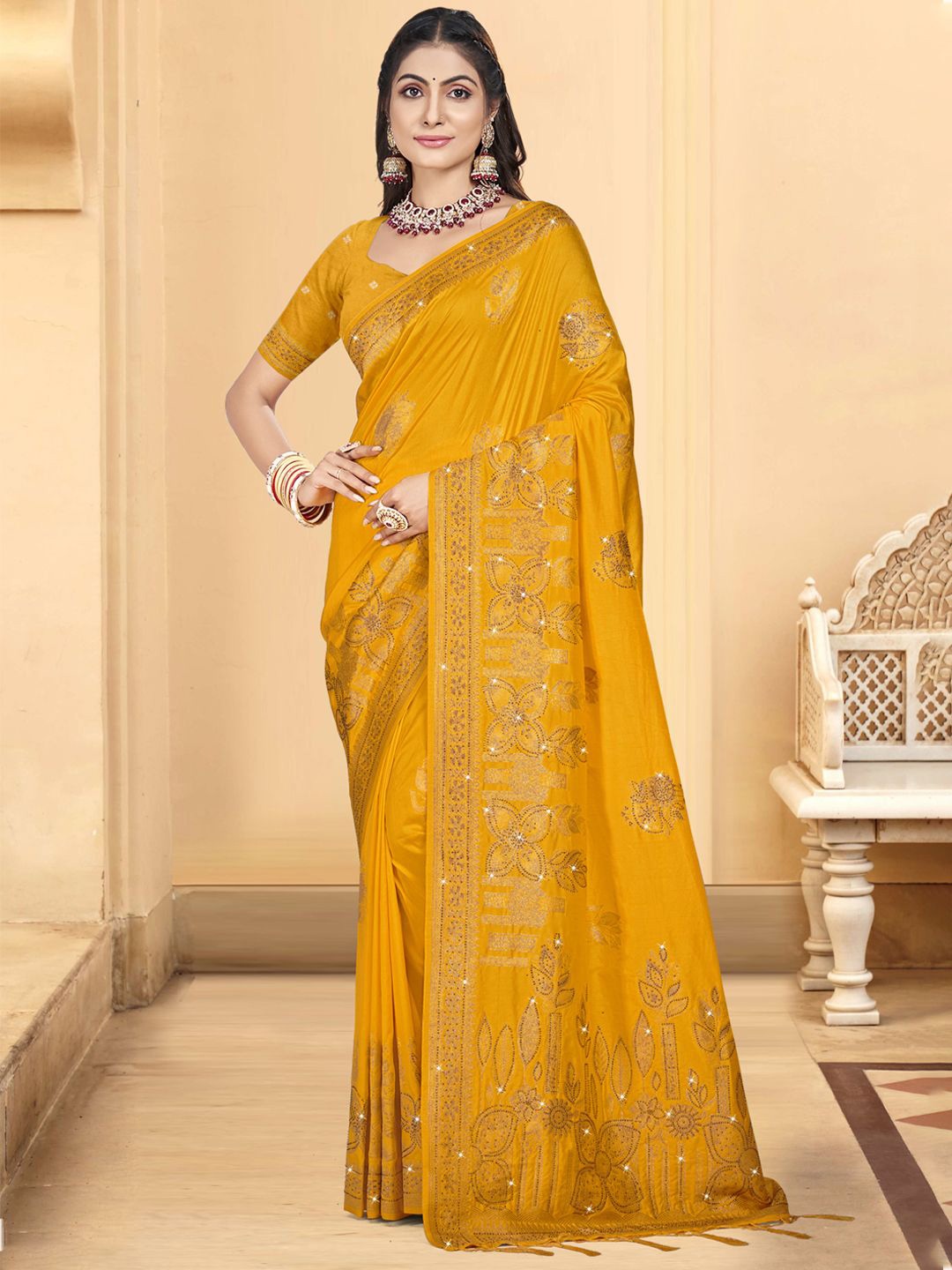 

SANGAM PRINTS Woven Design Banarasi Saree, Mustard