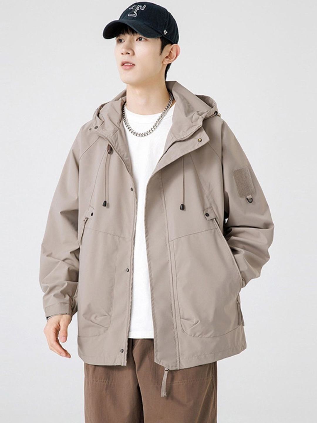 

StyleCast Men Solid Oversized Pockets Tailored Jacket, Grey