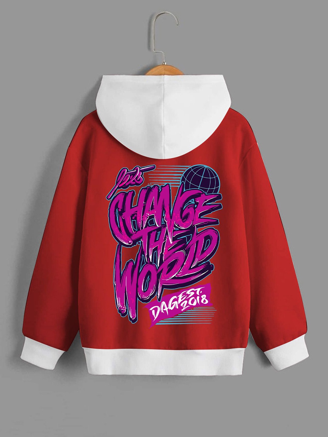 

Dagcros Boys Printed Hooded Sweatshirt, Red