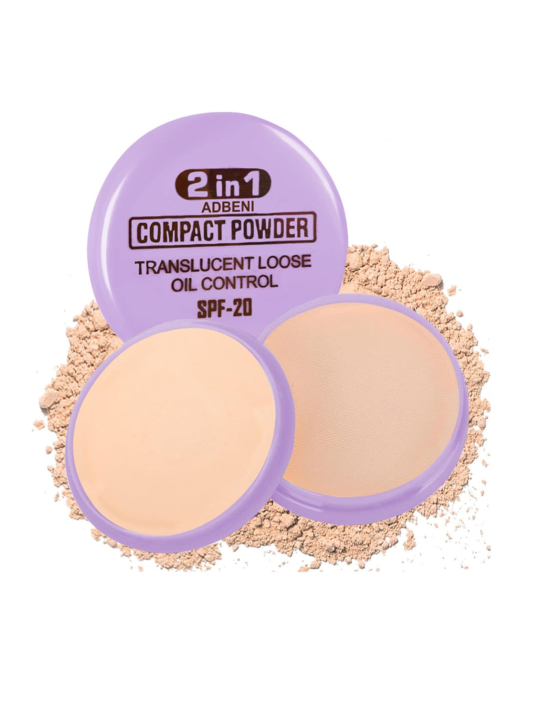 

Adbeni 2-In-1 Matte Face Translucent Compact Powder SPF 20 - 15g - AC1140, Beige