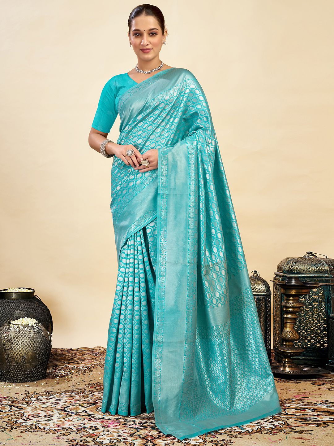 

KALINI Woven Design Zari Banarasi Saree, Blue