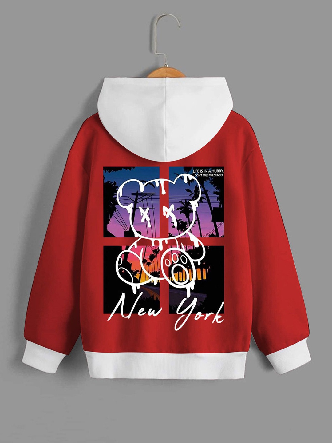 

Dagcros Boys Printed Hooded Sweatshirt, Red