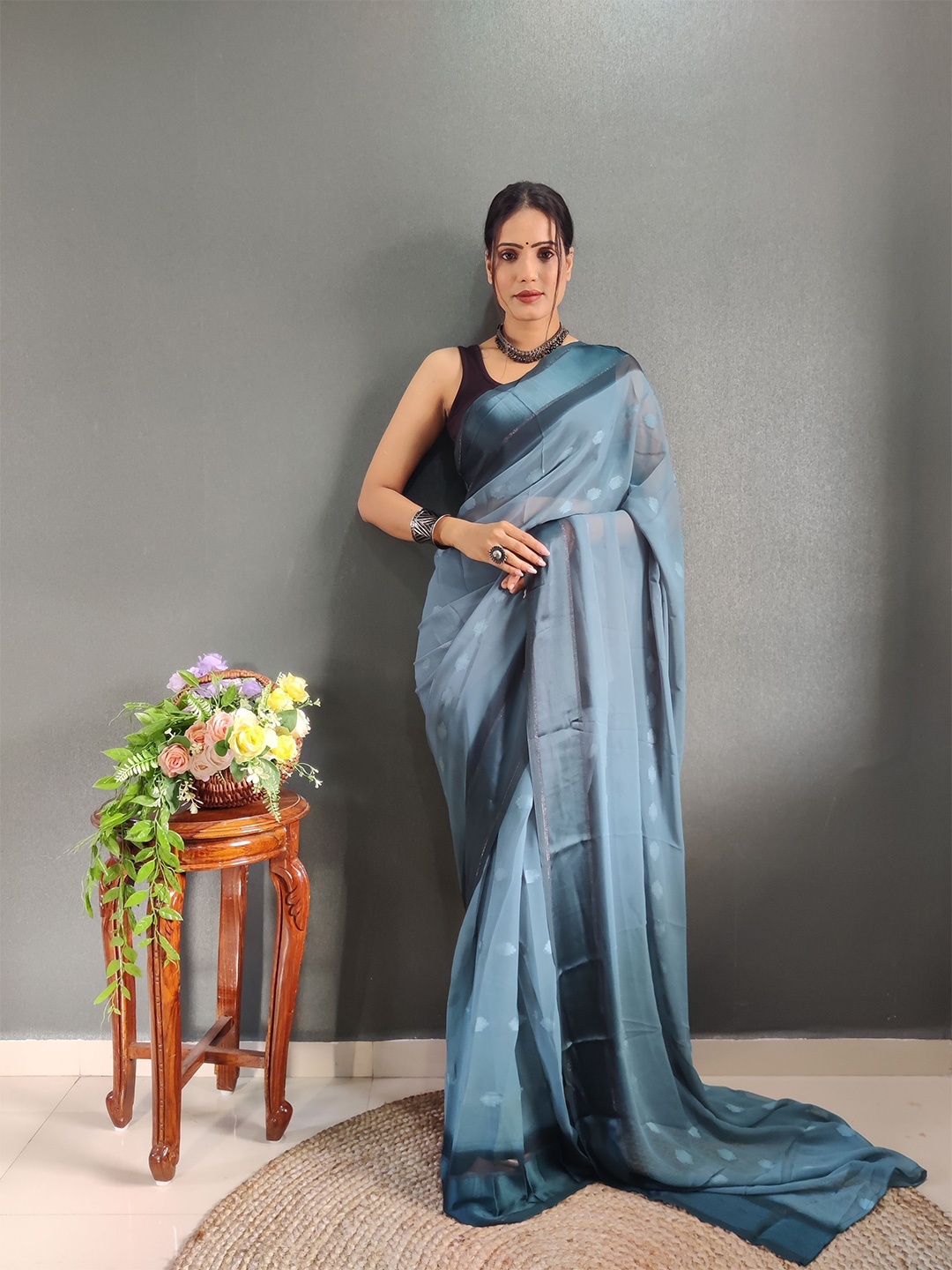 

Upalksh Woven Design Pure Cotton Saree, Blue