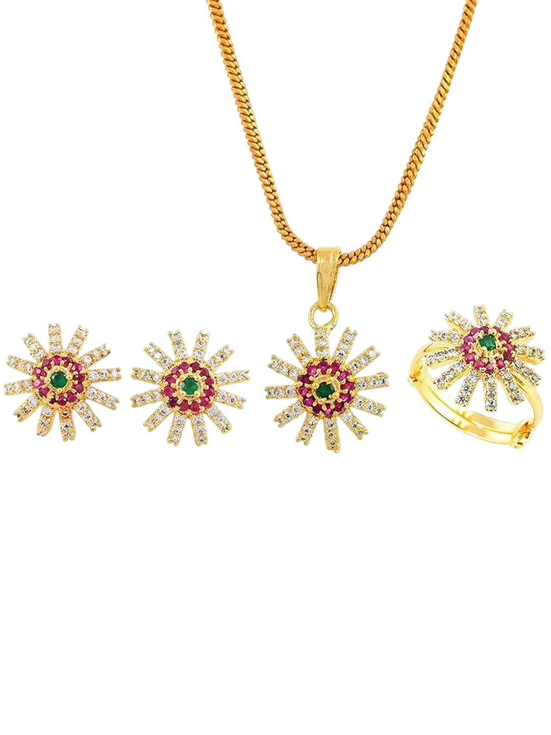 

Kezlin Gold-Plated American Diamond-Studded Jewellery Set