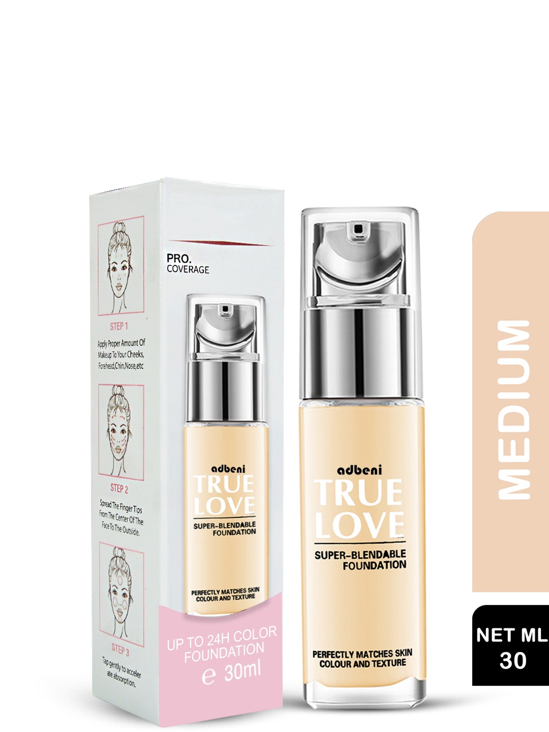 

Adbeni True Love Super-Blendable Foundation - 30 g -03, Beige