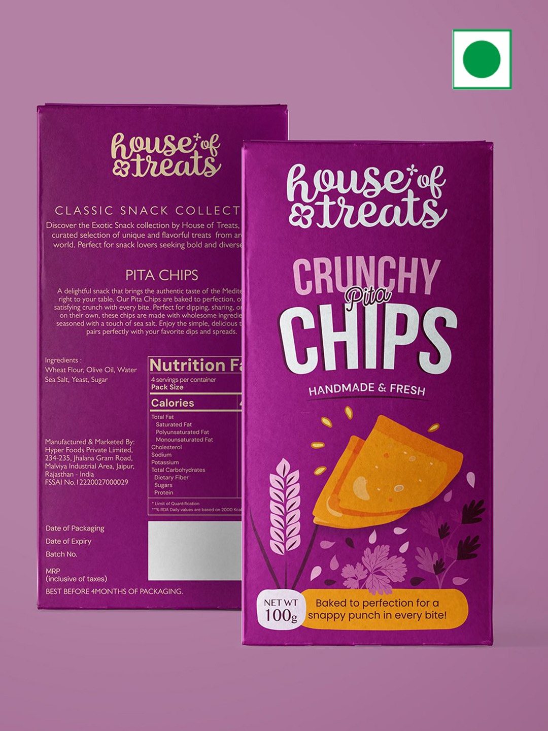 

RawFruit Crunchy Pita Chips With Greeting Cards-100g, Purple