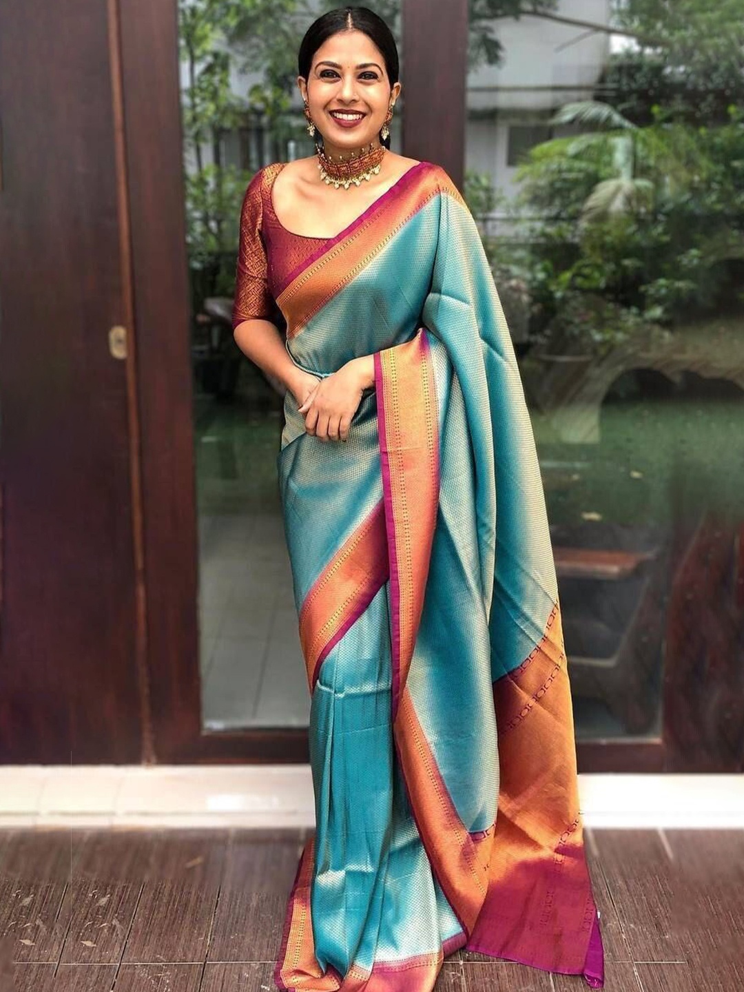 

Upalksh Woven Design Zari Kanjeevaram Saree, Blue