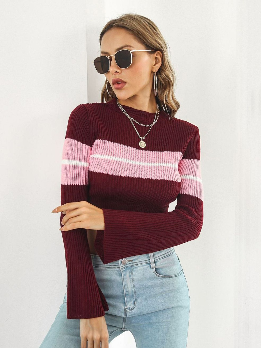 

Oh Rare Women Crop Pullover, Maroon