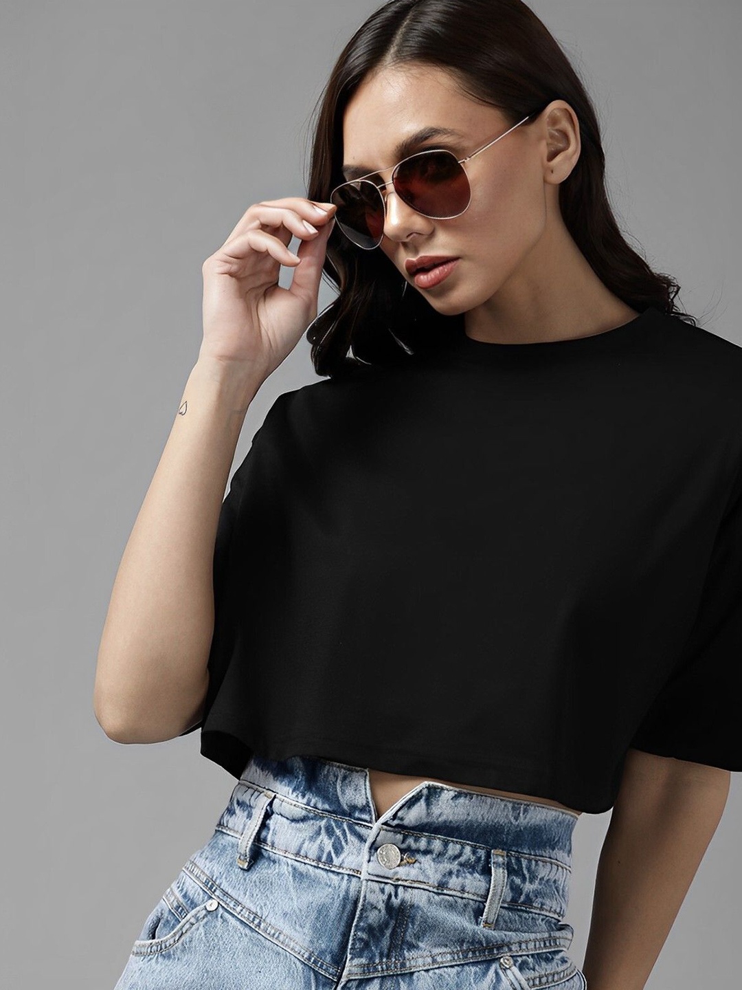 

sollobell Cotton Crop Top, Black