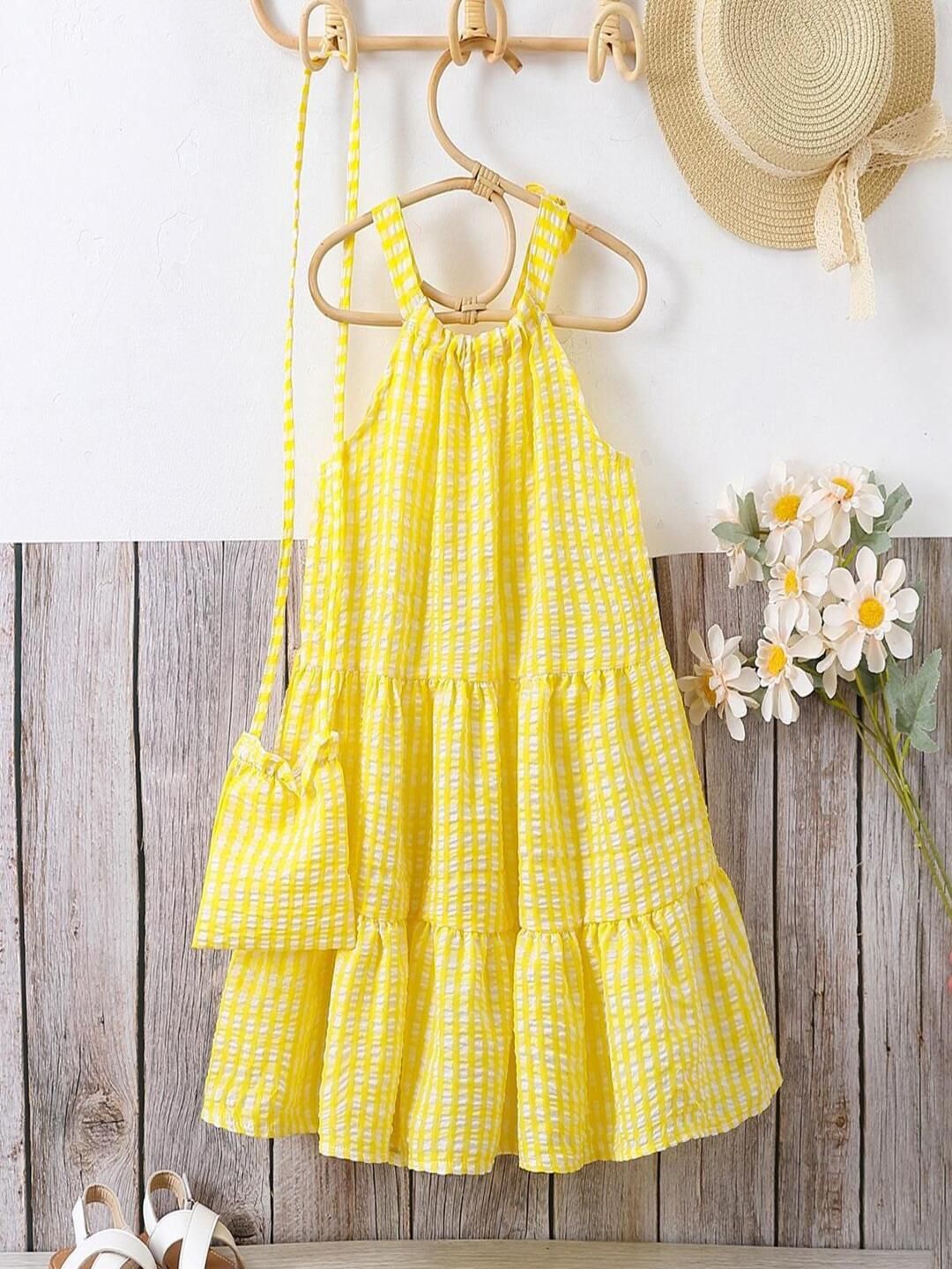 

YK Checked Halter Neck Maxi Dress, Yellow