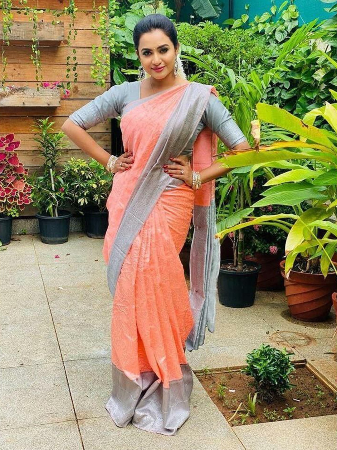 

Upalksh Pure Cotton Kanjeevaram Saree, Pink