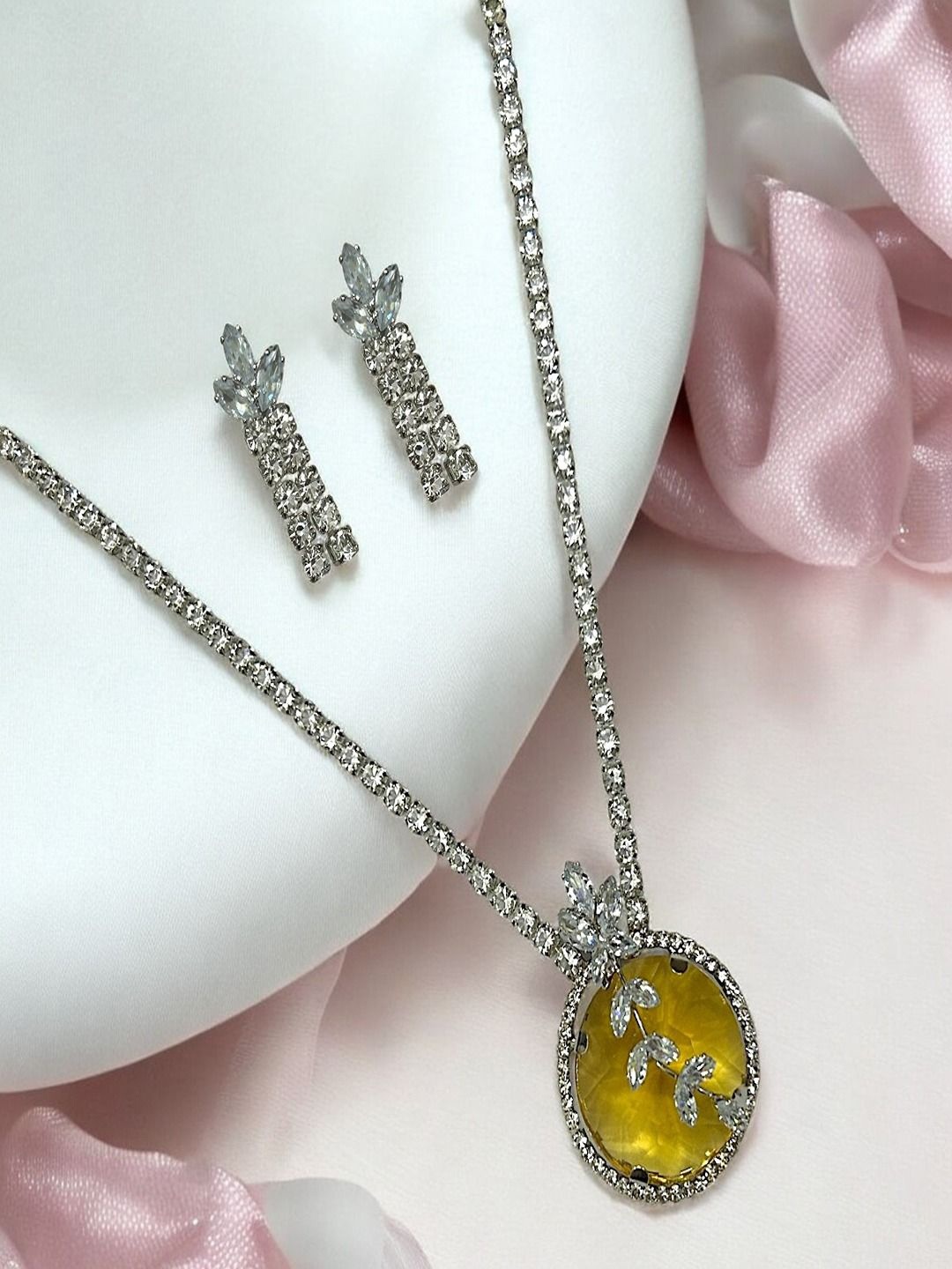 

AccessHer Silver Plated Stone Studded Necklace and Earrings