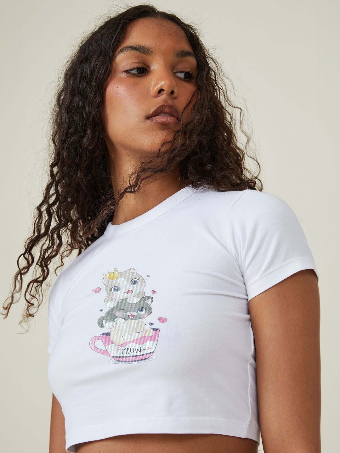 

sollobell Print Cotton Crop Top, White