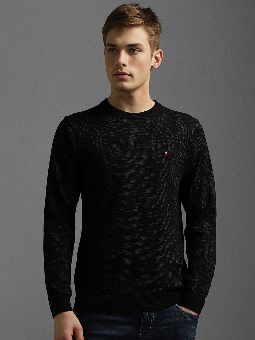 

Louis Philippe Sport Men Cotton Printed Pullover, Black