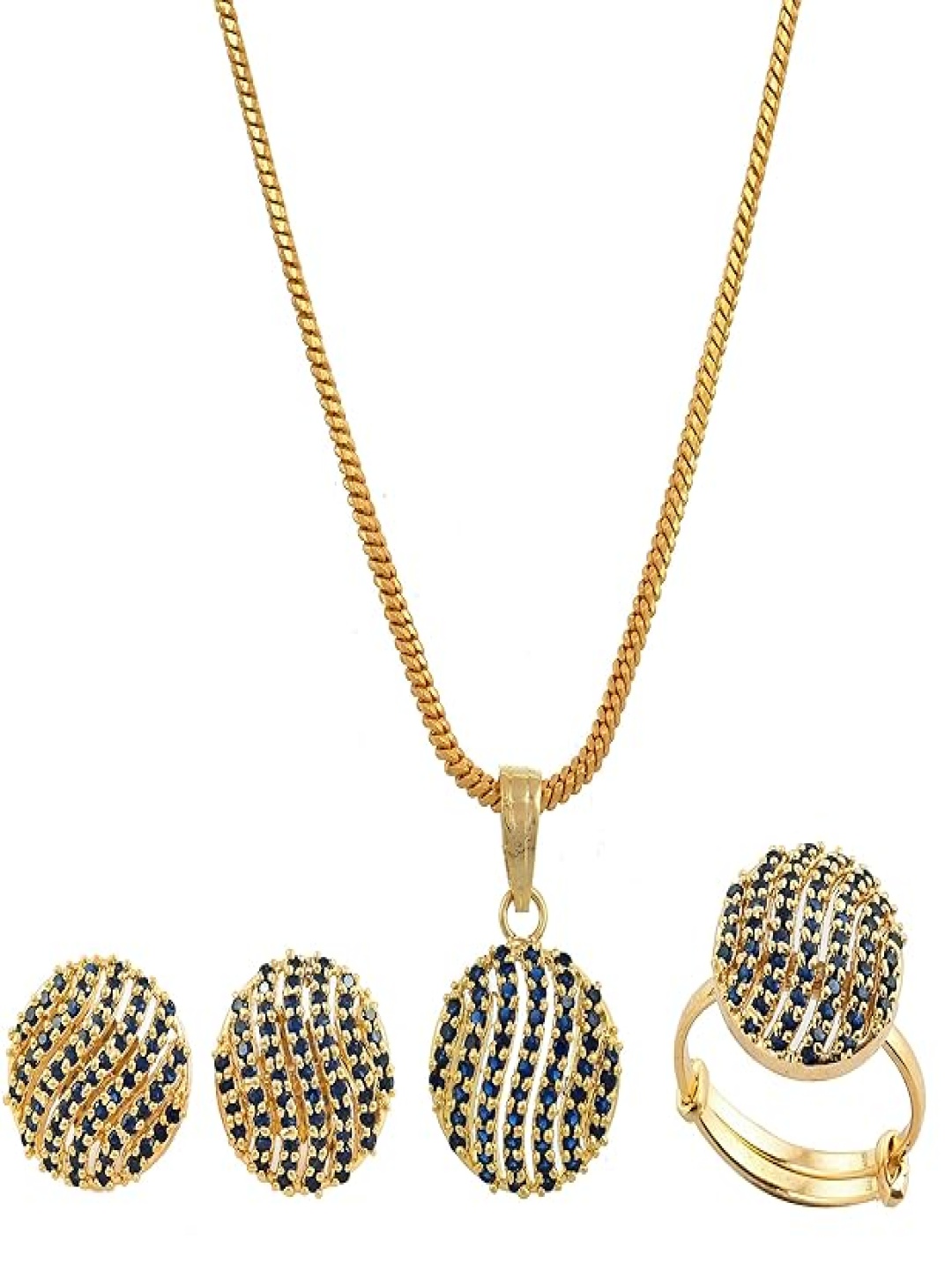 

Kezlin Gold-Plated American Diamond-Studded Jewellery Set