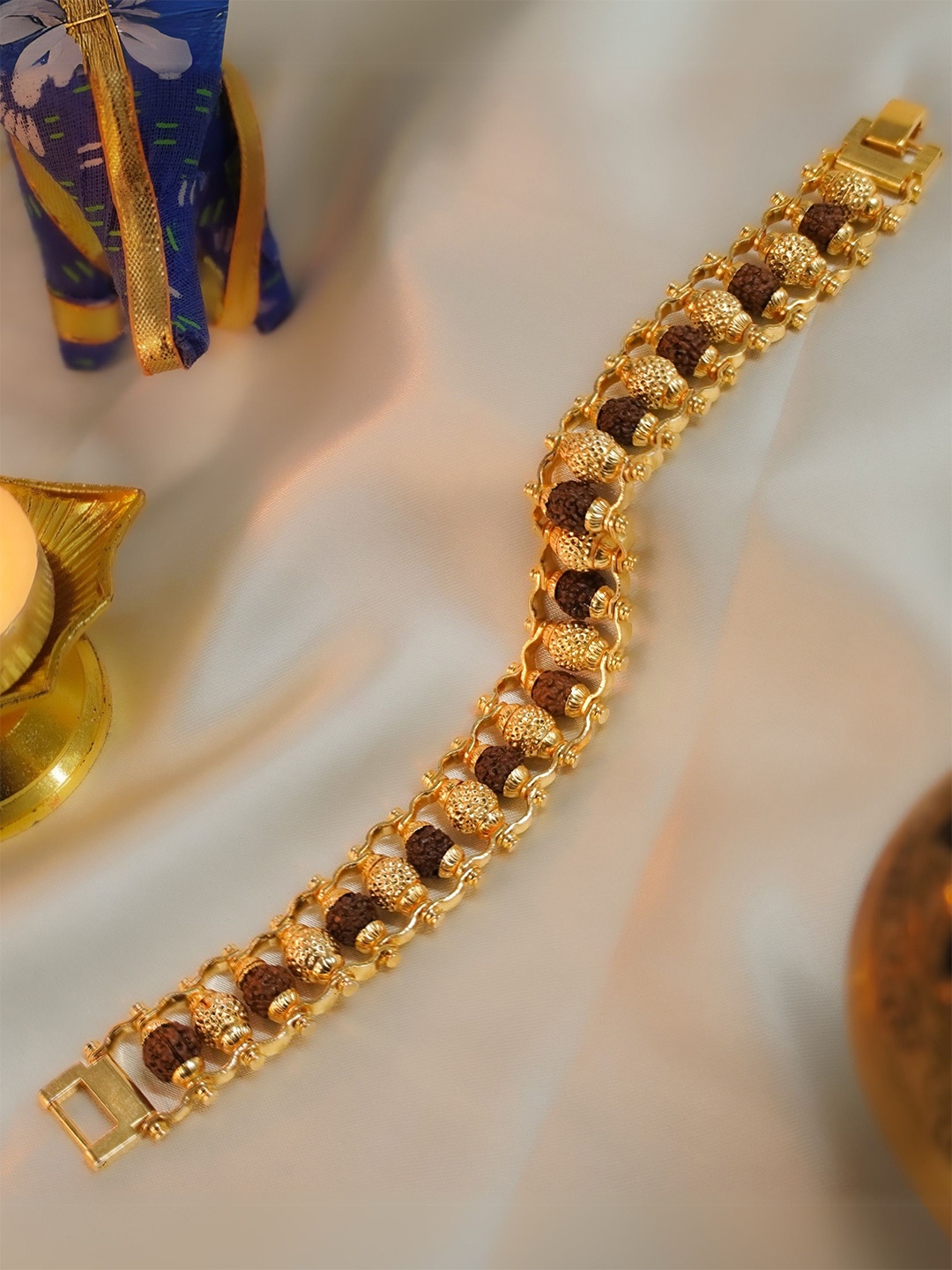 

Japam Gold Plated Golden Beads Modern Rudraksha Bracelet