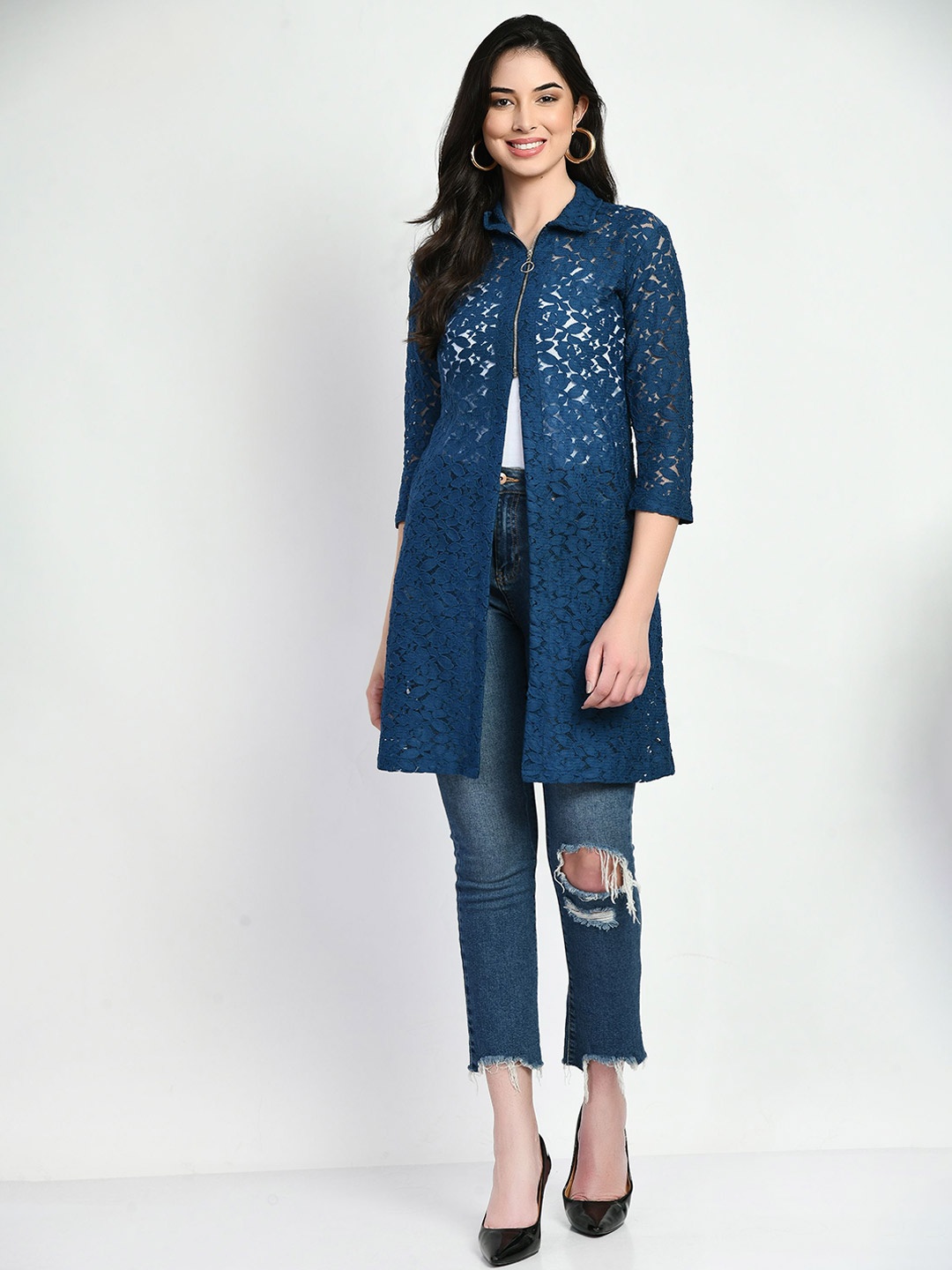 

RAYWARE Women Longline Shrug, Blue