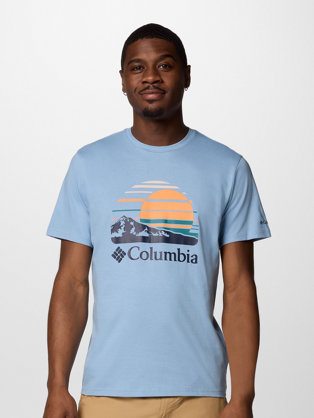 

Columbia Men Slim Fit Graphic Printed Round Neck Cotton Casual T-shirt, Blue
