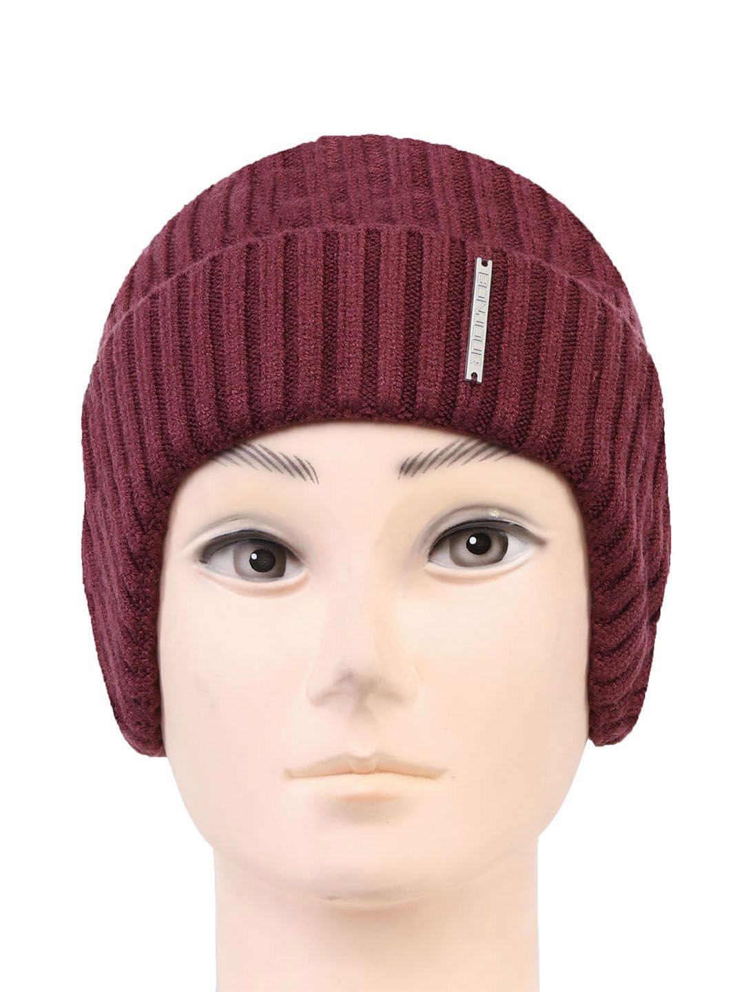 

Bonjour Unisex Woollen Beanie, Maroon