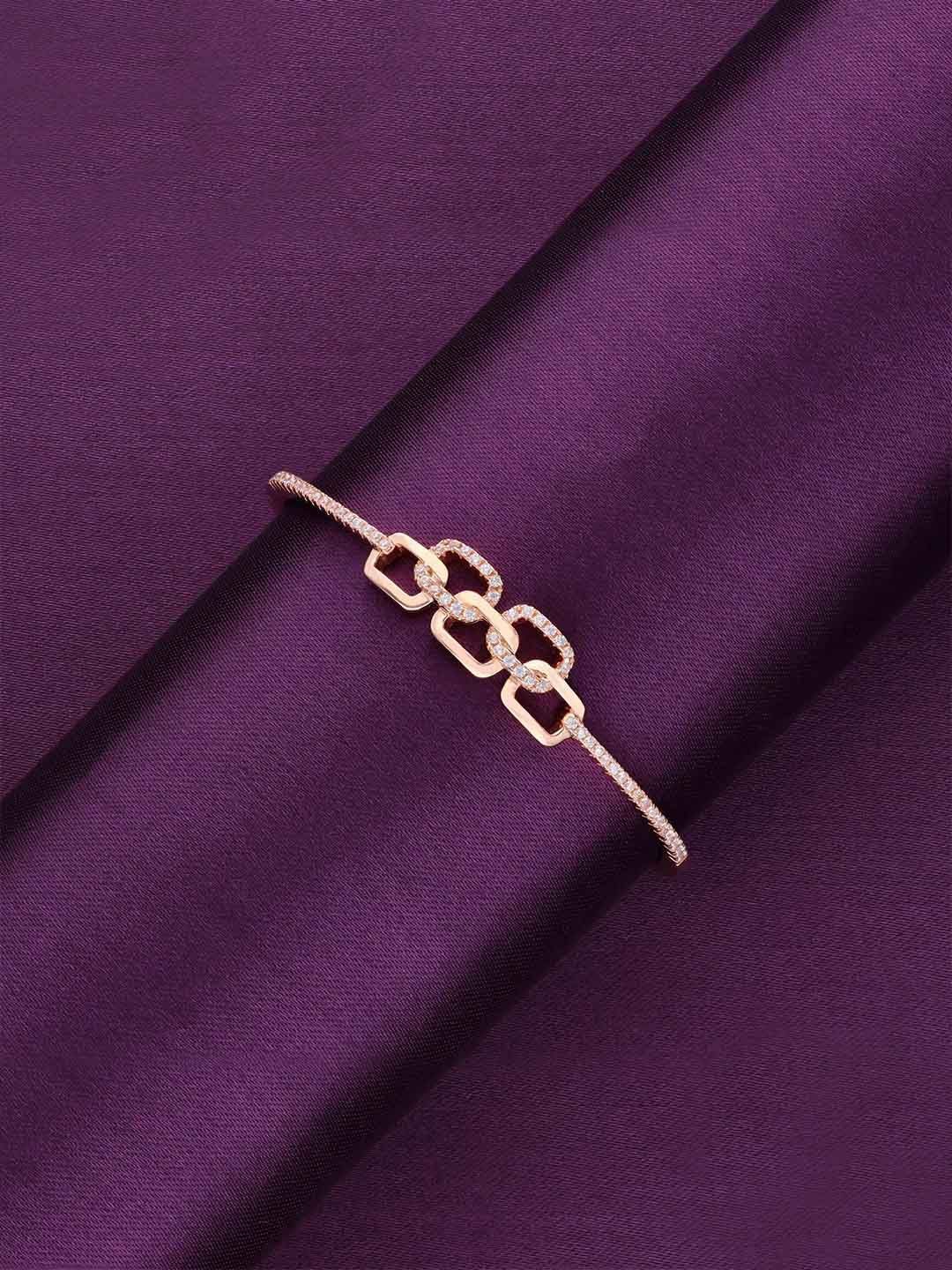 

KAI JEWEL Sterling Silver Stunning Intertwined Chain Silver Bangle Bracelet, Rose gold