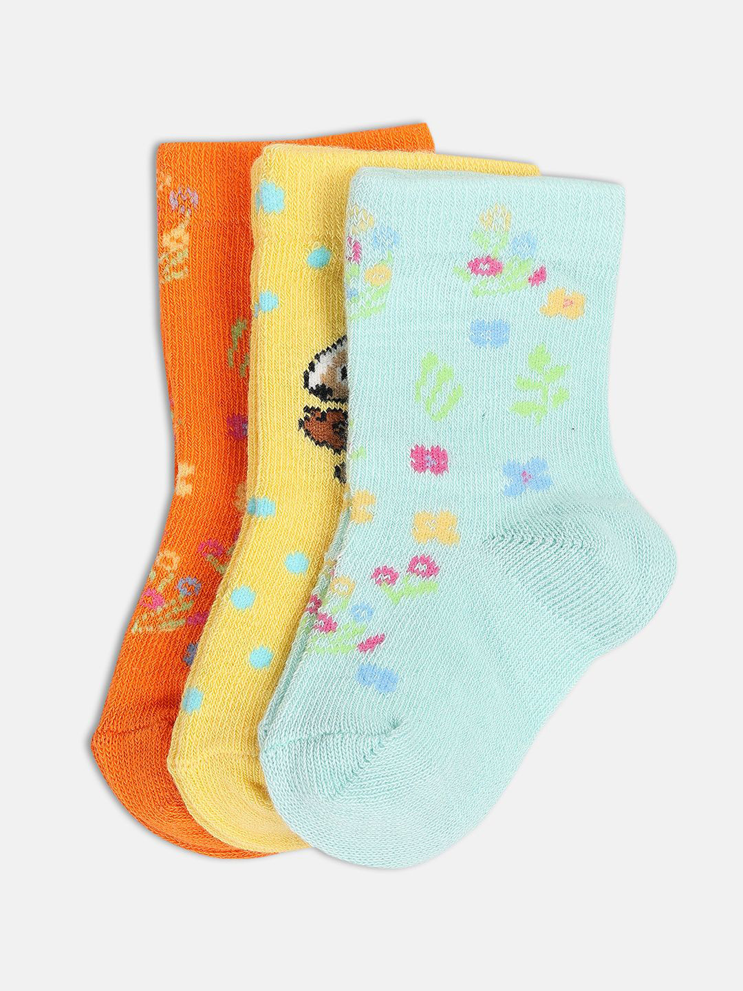 

MINI KLUB Girls Pack Of 3 Printed Ankle-Length Socks, Blue