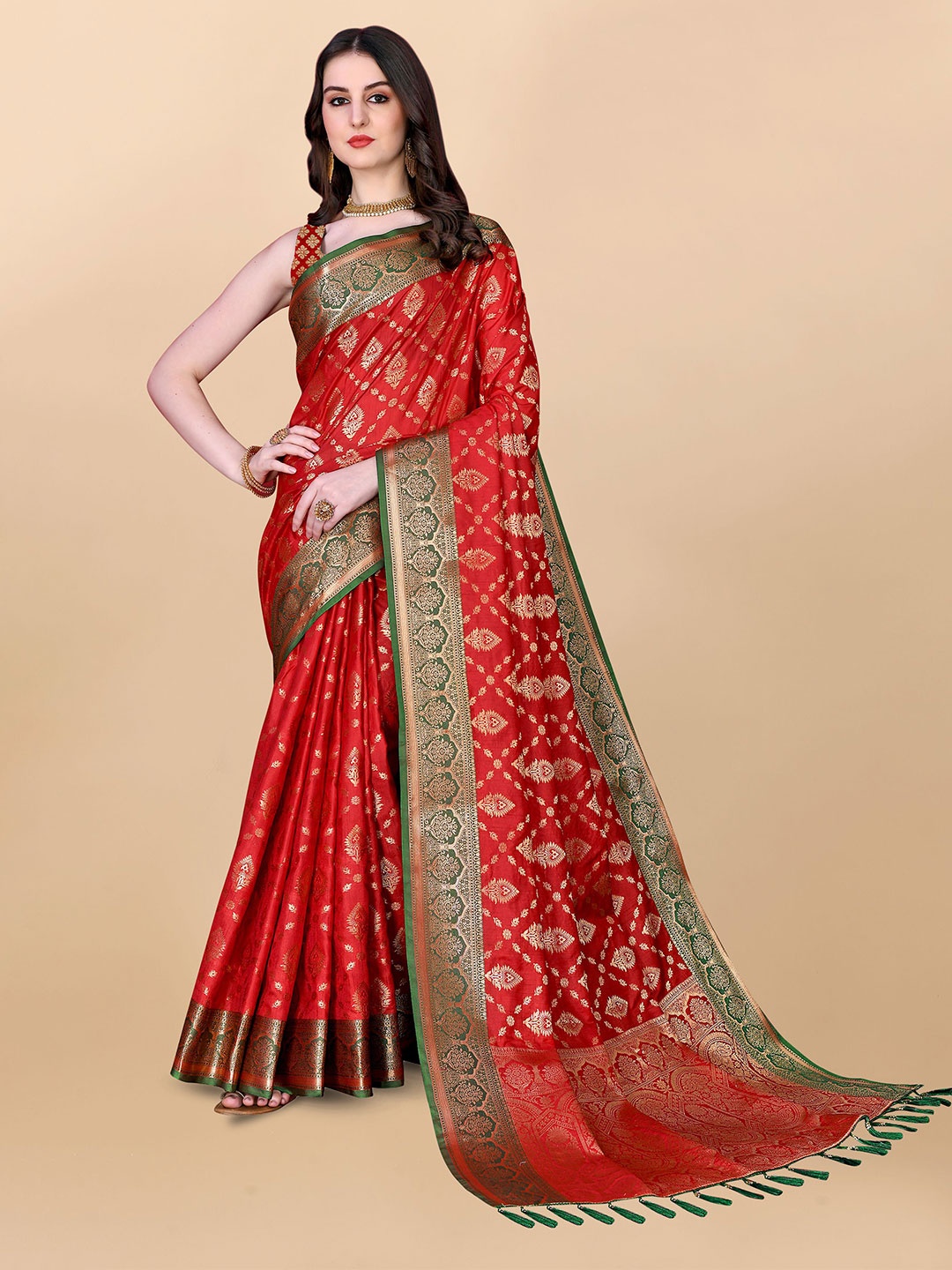 

Upalksh Woven Design Zari Banarasi Saree, Red