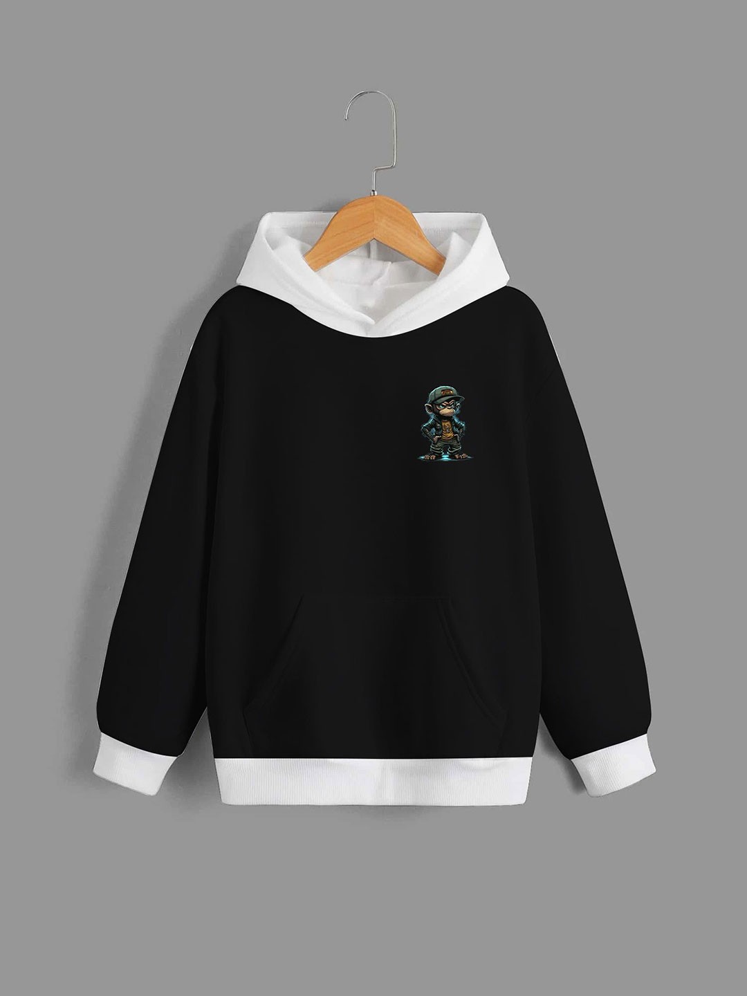 

Dagcros Boys Printed Hooded Sweatshirt, Black