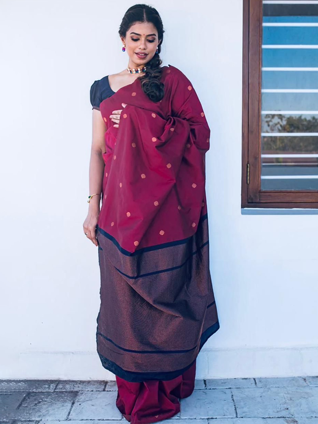 

Upalksh Ethnic Motifs Zari Kanjeevaram Saree, Pink