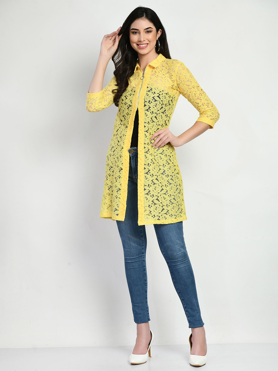 

RAYWARE Women Longline Shrug, Yellow