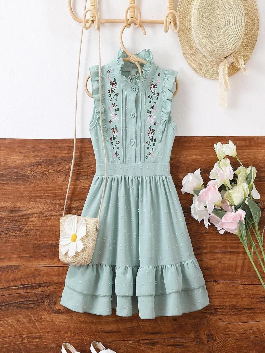 

YK Floral Print A-Line Dress, Green