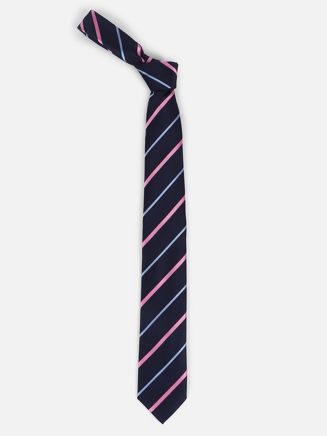 

Louis Philippe Men Striped Broad Tie, Navy blue