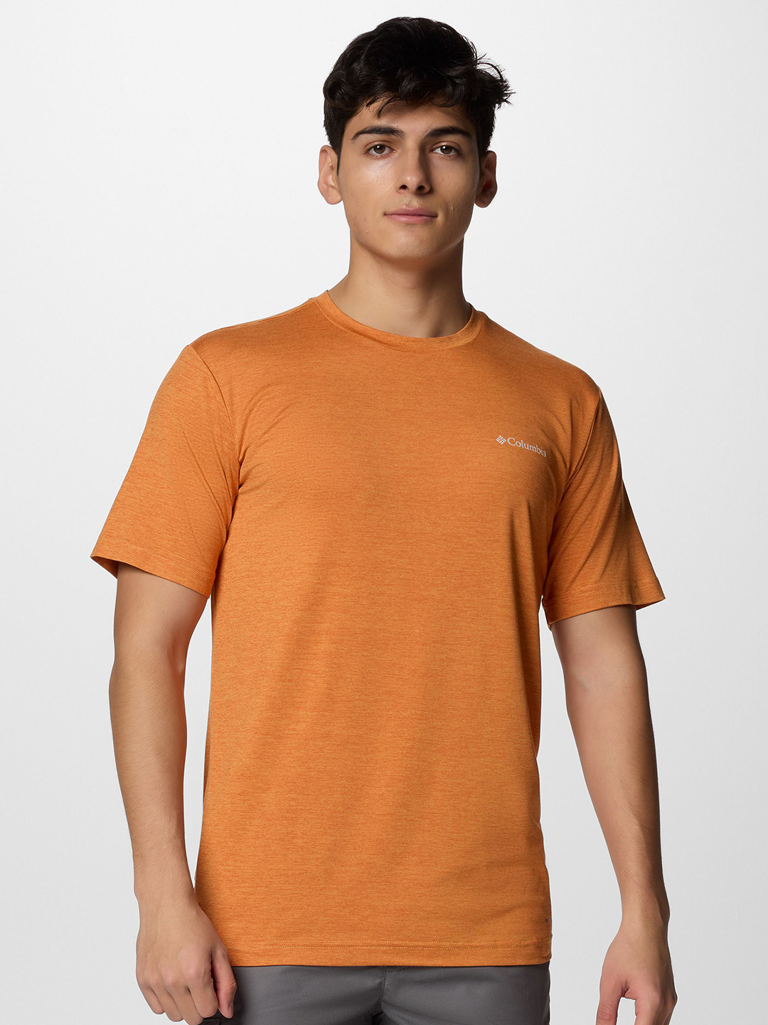 

Columbia Men Slim Fit Graphic Printed Round Neck Casual T-shirt, Orange