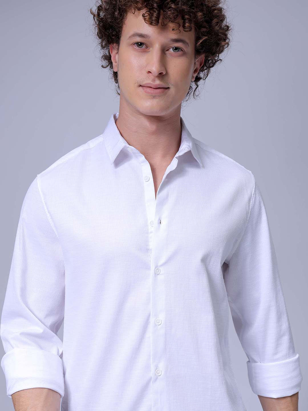 

The Indian Garage Co Men Slim Fit Spread Collar Solid Casual Shirt, White