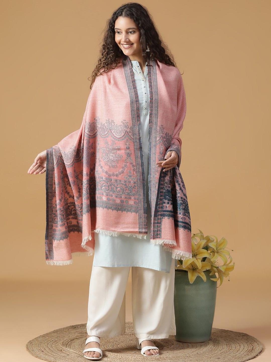 

SHINGORA Floral Woven Design Skin Friendly Shawl, Pink