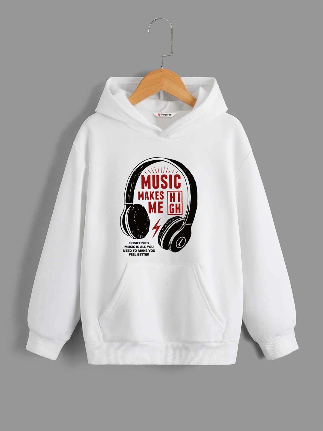 

Dagcros Boys Printed Hooded Sweatshirt, White