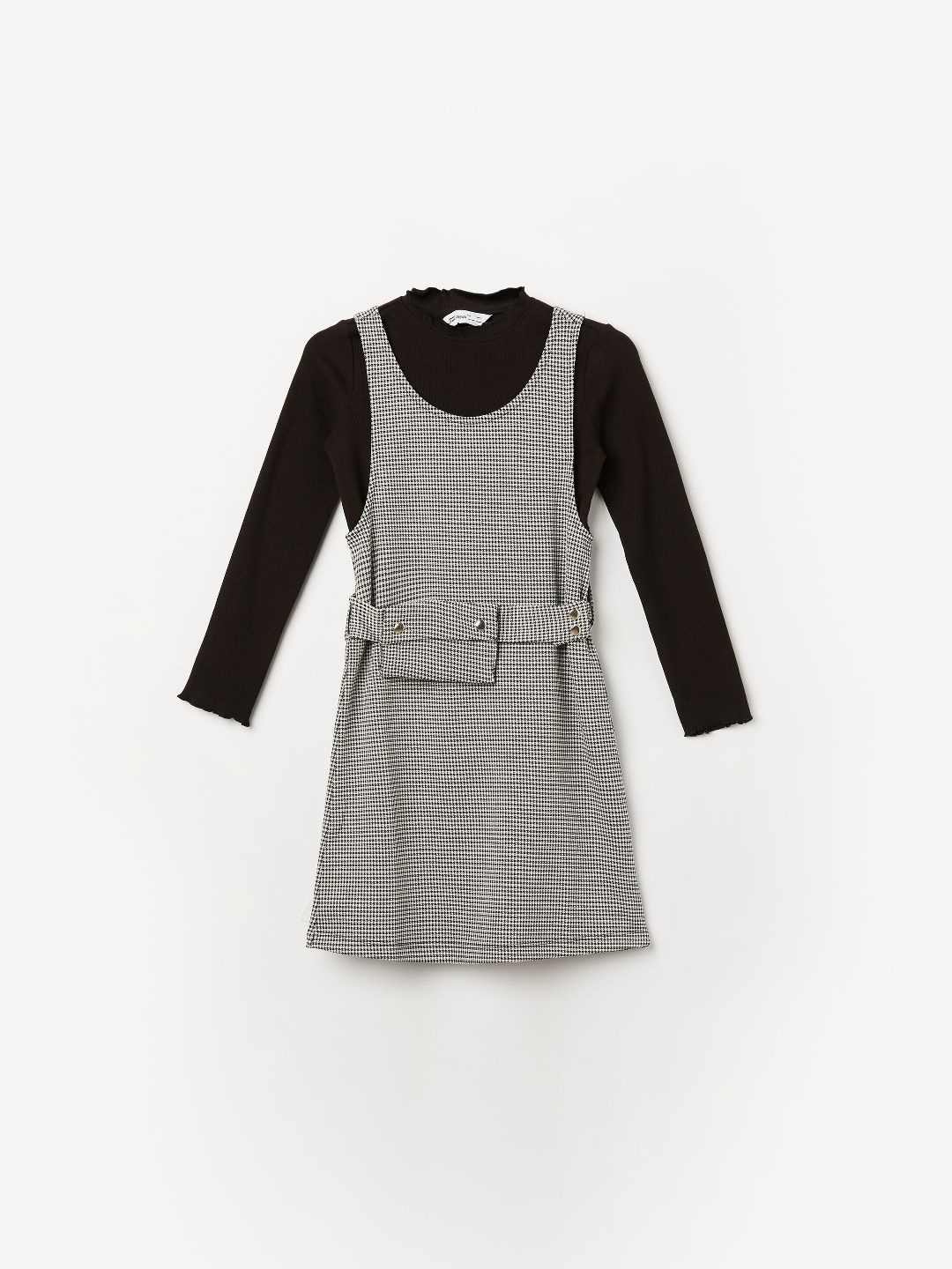 

Fame Forever by Lifestyle Girls Checked Pinafore Dress, Black
