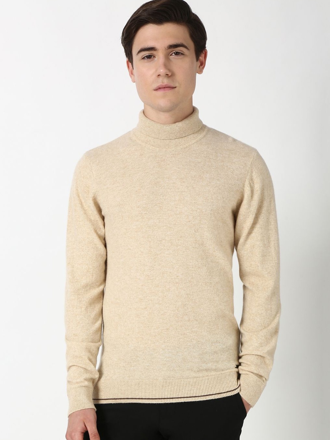 

Peter England Elite Men Turtle Neck Pure Cotton Pullover, Beige