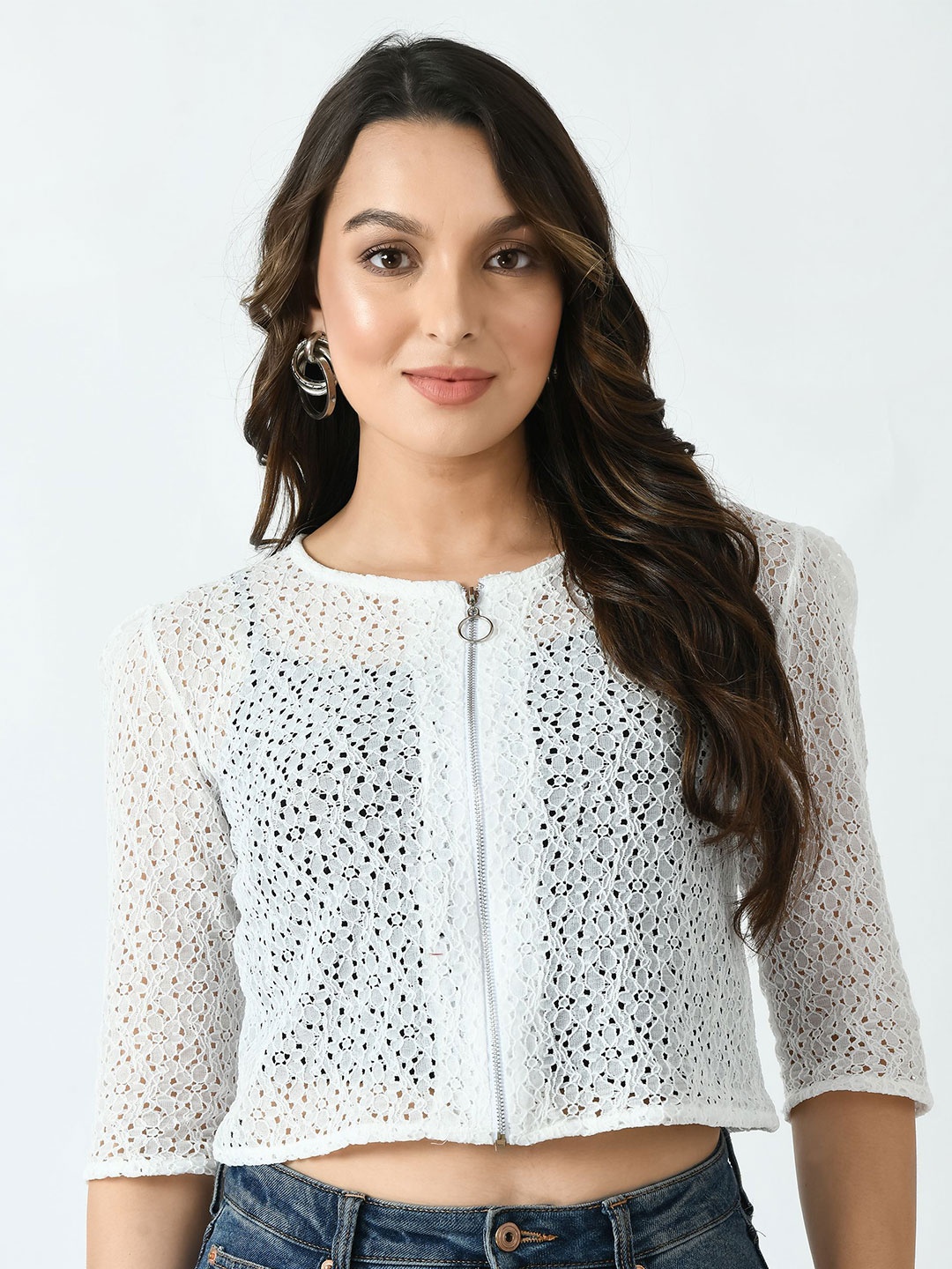

RAYWARE Women Crop Shrug, White