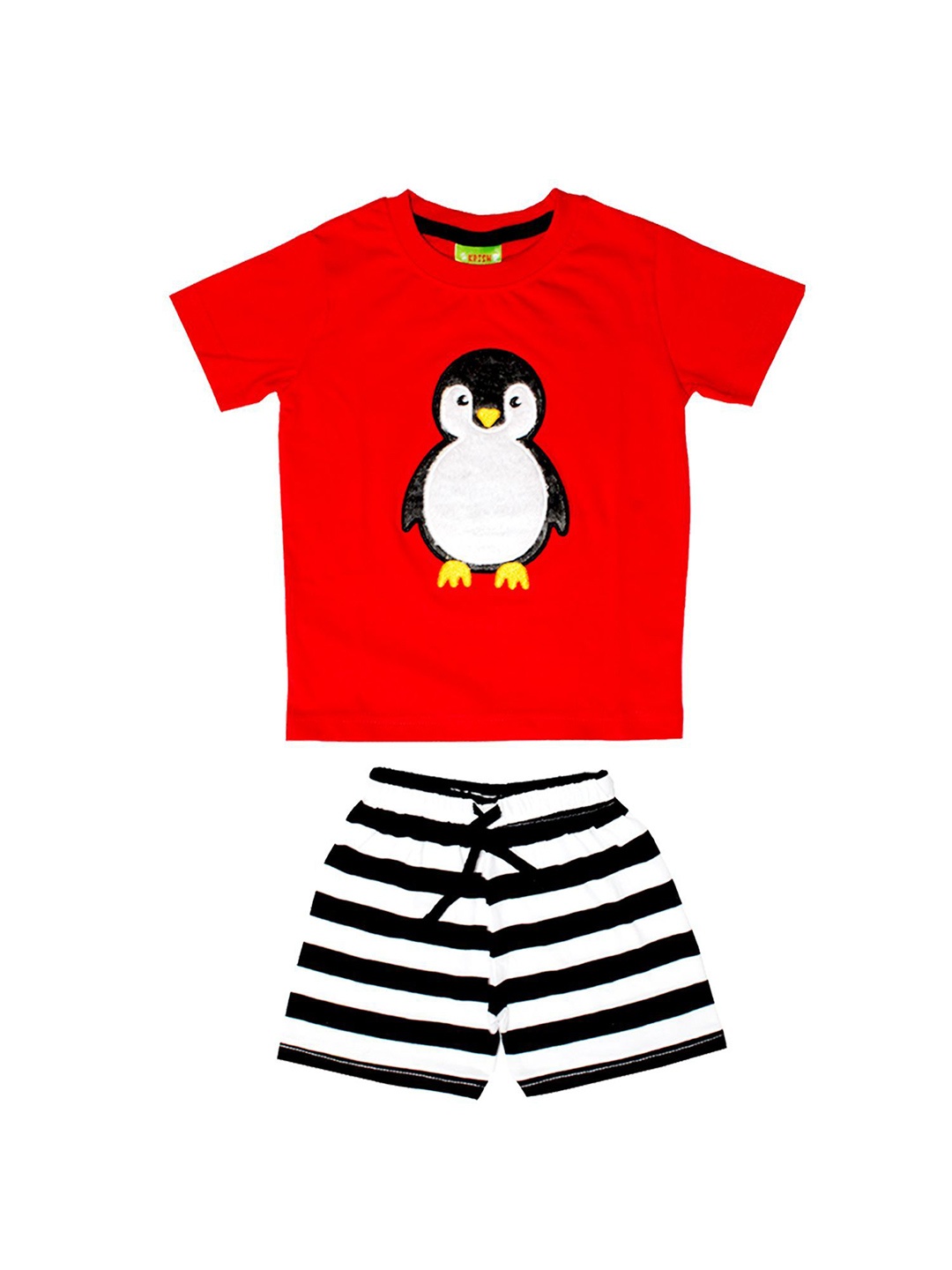 

BILLYBALL Kids Printed Round Neck Pure Cotton T-Shirt With Shorts, Red