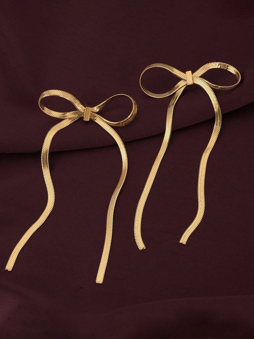 

PALMONAS 18KT Gold Plated Waterproof & Anti-Tarnish Bows Shaped Drop Earrings