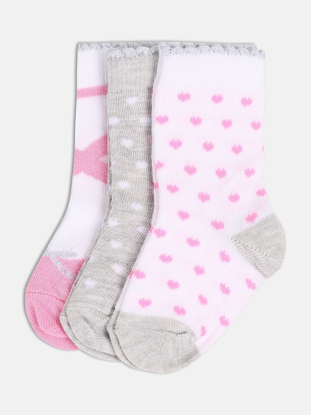 

MINI KLUB Girls Pack Of 3 Printed Ankle-Length Socks, Pink