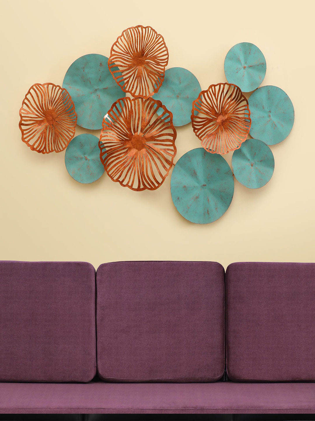 

vedas Mystic Indiana Turquoise Blue & Brown Blue Flower LED Wall Decor