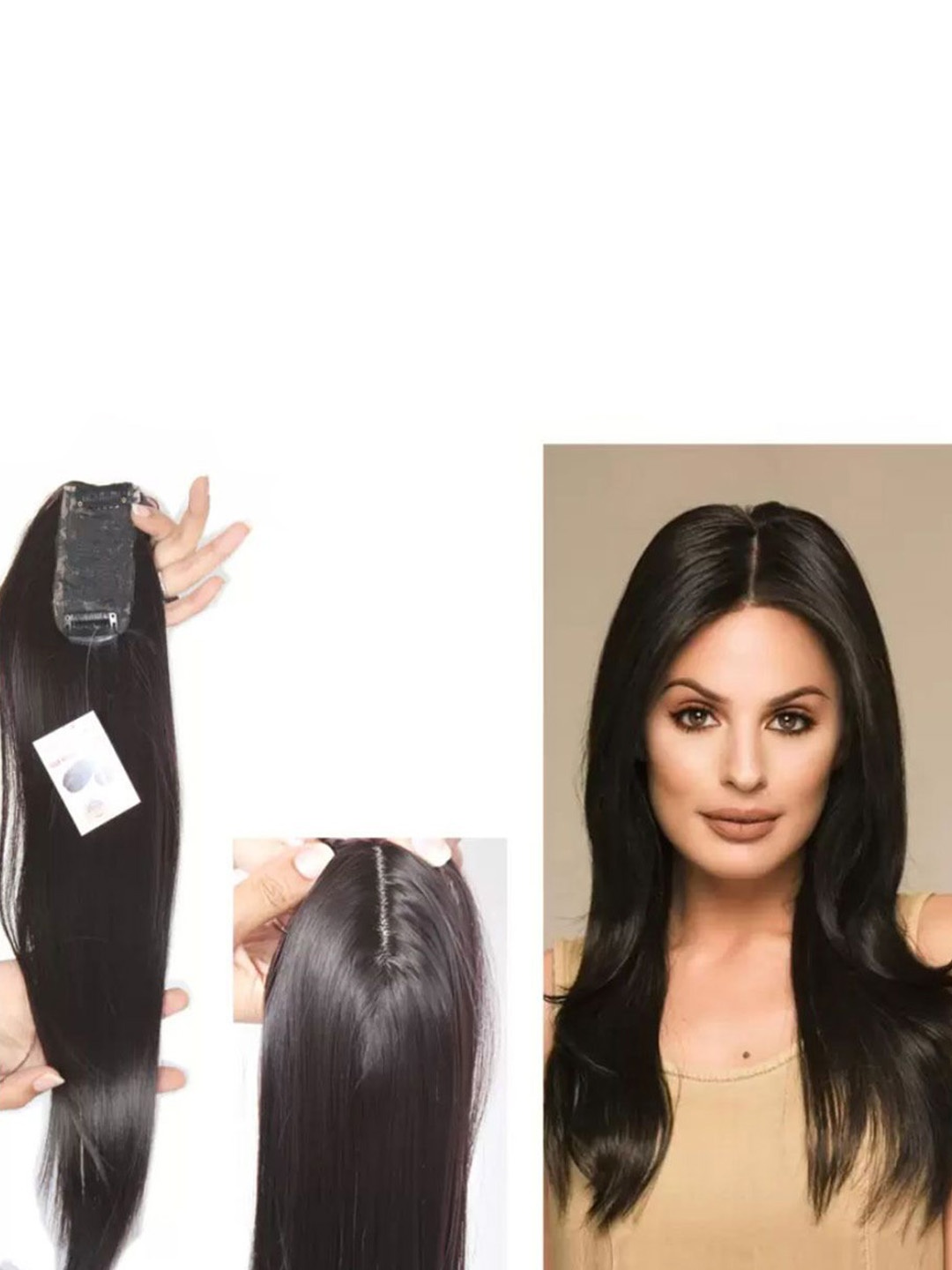 

CRIBE Clip-In Straight Scalp Topper Hair Extension - Black - 18Inch