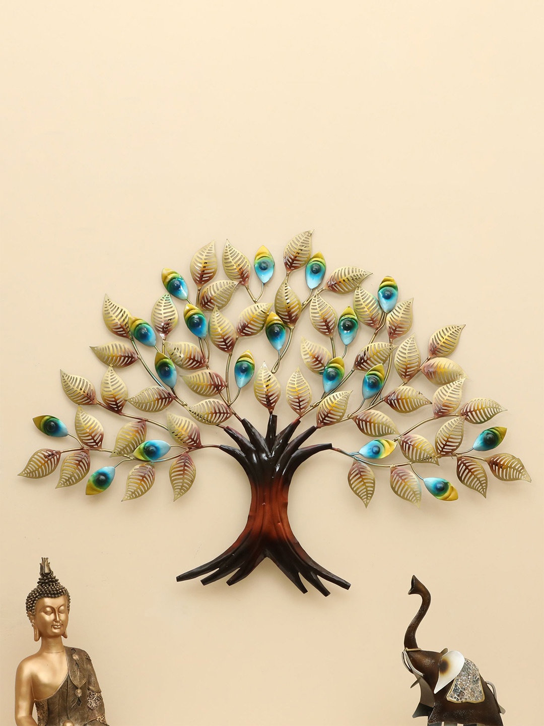 

vedas Mystic Indiana Blue & Brown Diego Tree Wall Decor, Gold