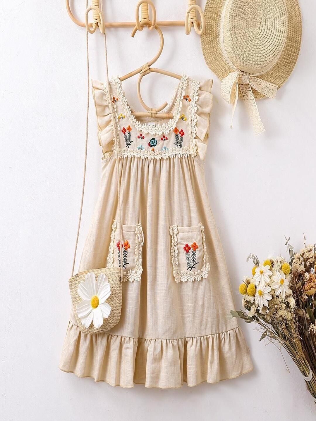 

YK Floral Maxi Dress, Beige