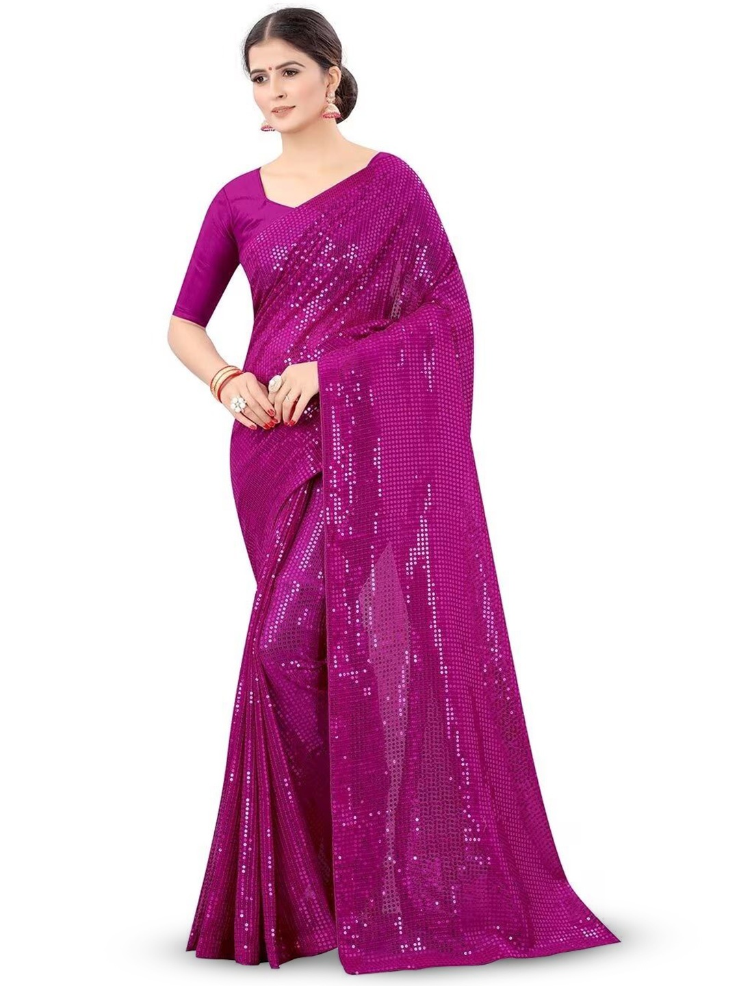 

Florence Embellished Sequinned Saree, Magenta