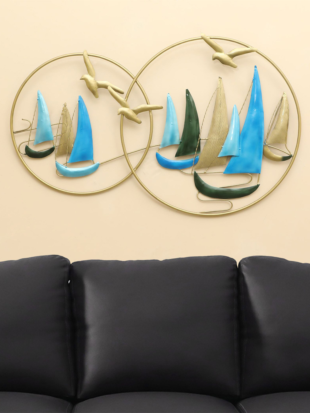 

vedas Mystic Indiana Blue Seas The Day Boat Wall Decor, Gold