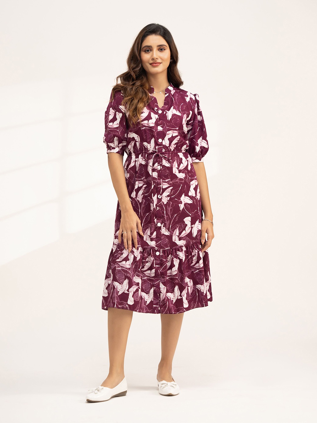 

DressBerry Floral Print Crepe Fit & Flare Dress, Purple