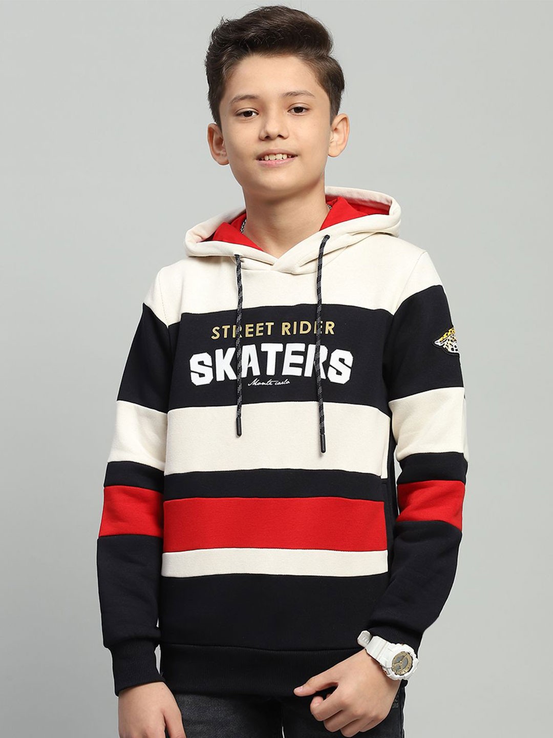 

Monte Carlo Boys Printed Hooded Sweatshirt, Navy blue